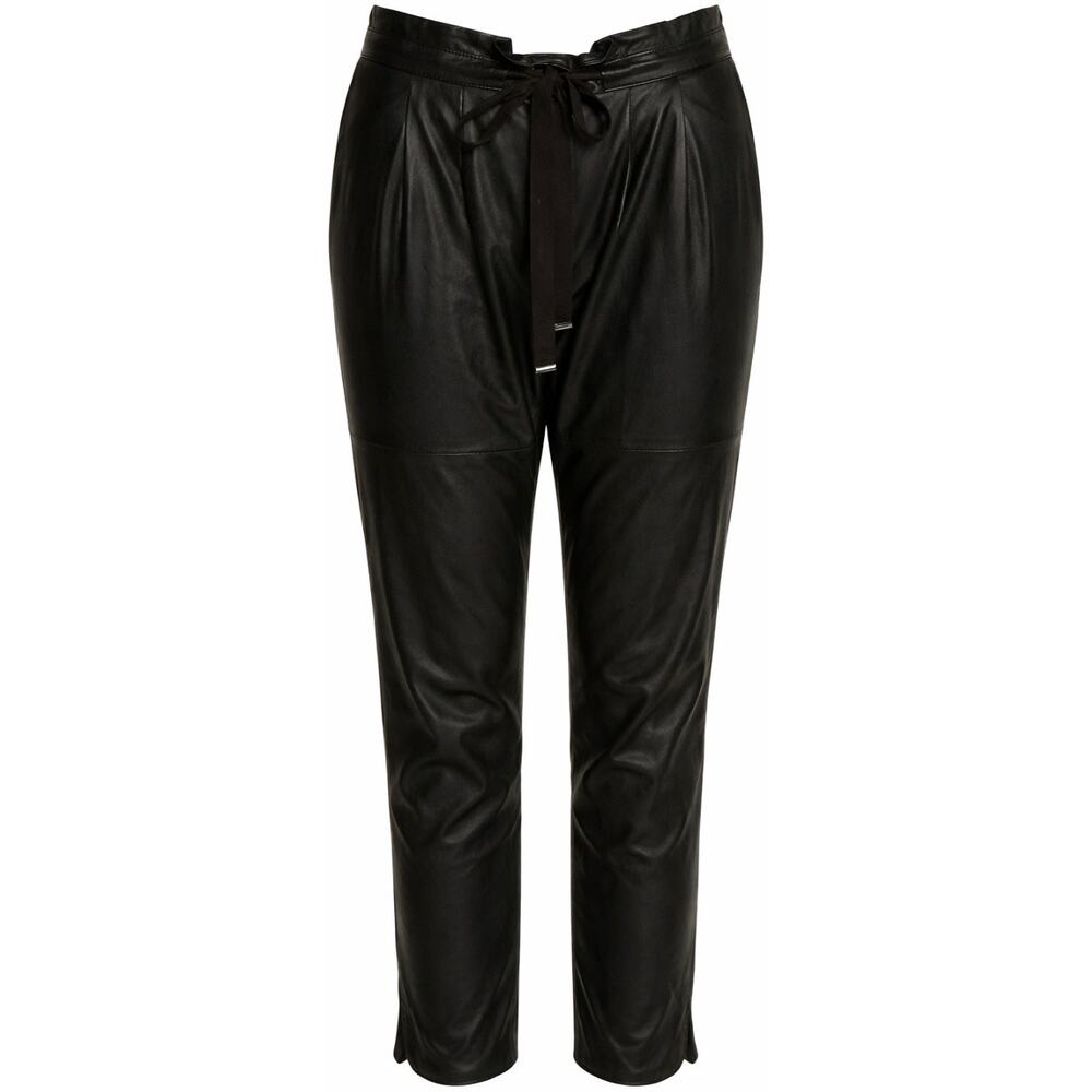 Ramy Brook Allyn Lamb Leather Black Ankle Tapered Pants - S